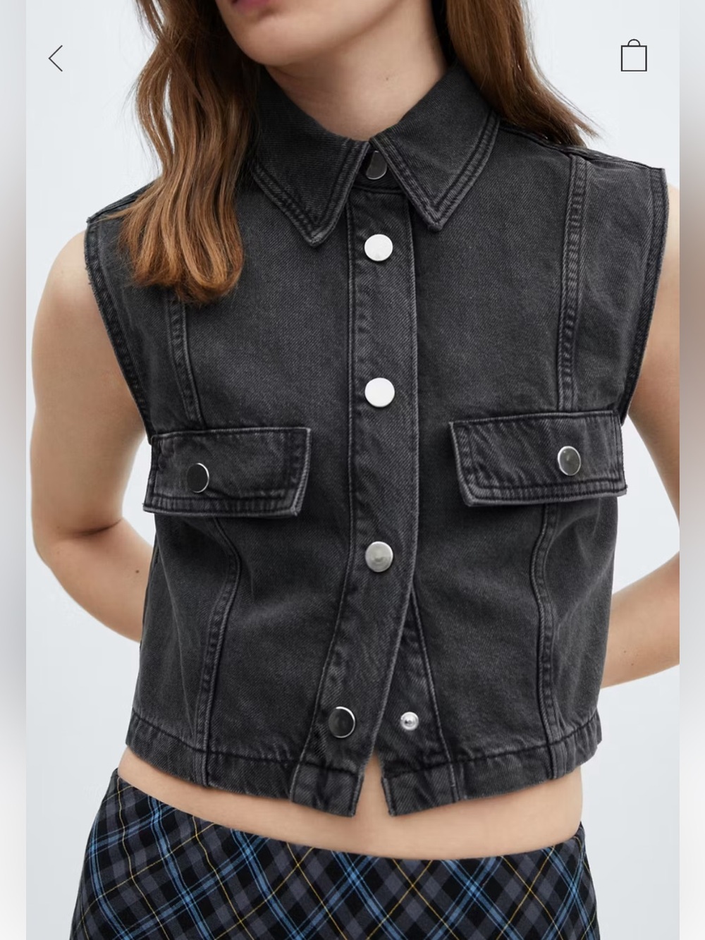 Mango Cropped Denim Vest
